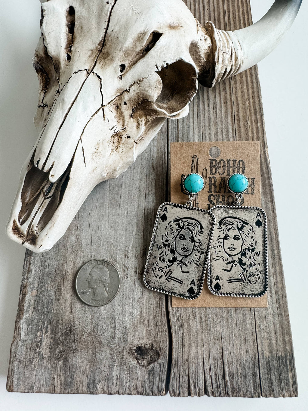 Western Queen Dolly Engraved Stud Earrings