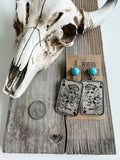 Western Queen Dolly Engraved Stud Earrings