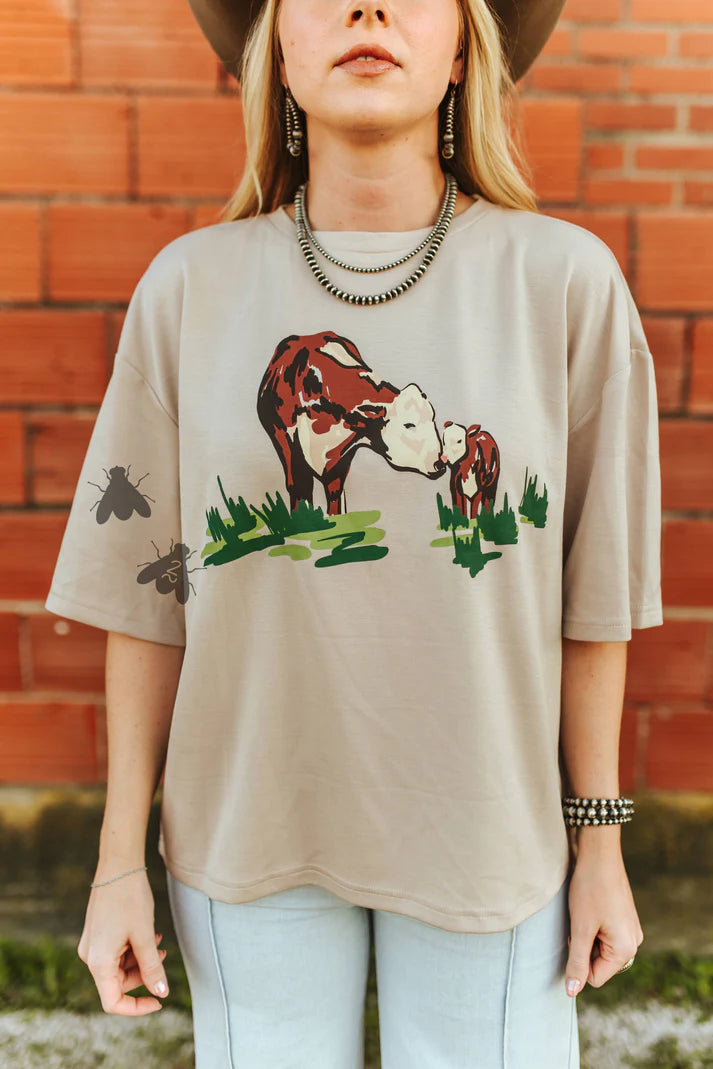 Momma and Me Cow Oversized shirt
