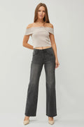 Risen Jeans Mid Rise Straight Leg Black